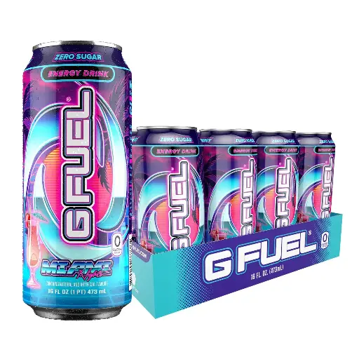 [7868989564] G Fuel Miami Nights - Strawberry Pina Colada Flavored Energy Drink, 16 oz can, 12-Pack case 