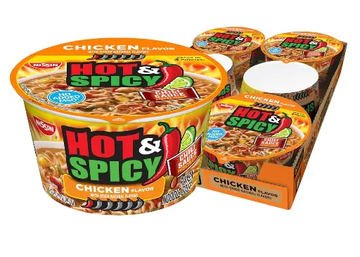 [2525127] Nissin Hot & Spicy Ramen Noodle Soup, Chicken, 3.32 Ounce (Pack of 6) 