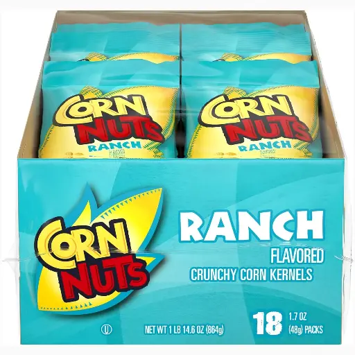 [909053] Corn Nuts Ranch Crunchy Corn Kernels (1.7 oz Bags, Pack of 18) 