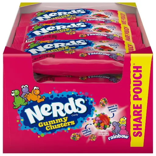 [2525133] Nerds Gummy Clusters Candy, Rainbow, 3 Ounce Pouches (Pack of 12) 