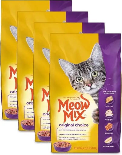 [2525134] Meow Mix Original Choice Dry Cat Food, 3.15 Pound (Pack of 4), Complete & Balanced Nutrition 