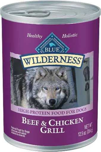 [2525147] Blue Buffalo Wilderness Adult Wet Dog Food, High-Protein & Grain-Free, Made with Natural Ingredients, Beef & Chicken Grill, 12.5-oz. Cans, 12 Count 