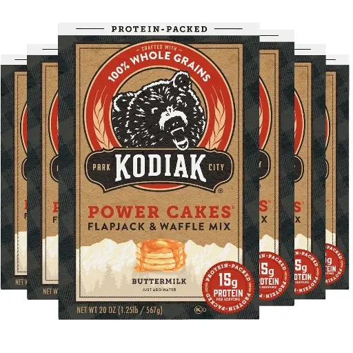[2525148] Kodiak Cakes Protein Pancake Power Cakes, Flapjack and Waffle Baking Mix, Buttermilk, 20 Oz, (Pack of 6) 