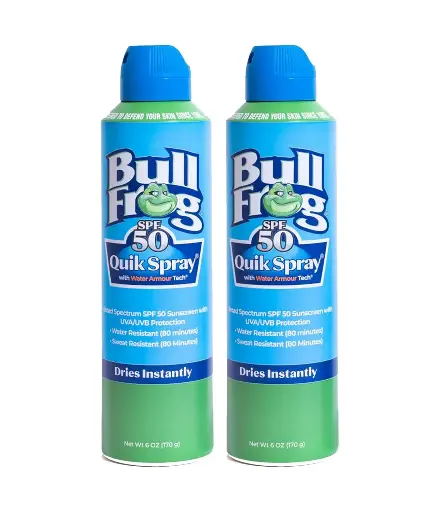 [333303] Bullfrog Quik Spray Sunscreen SPF 50 | Oxybenzone & Octinoxate Free | Broad Spectrum Moisturizing UVA/UVB, 2 pack 