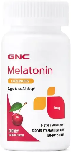 [546121009] GNC Melatonin Lozenges 1 mg - Cherry - 120 Vegetarian Lozenges (120 Servings) 
