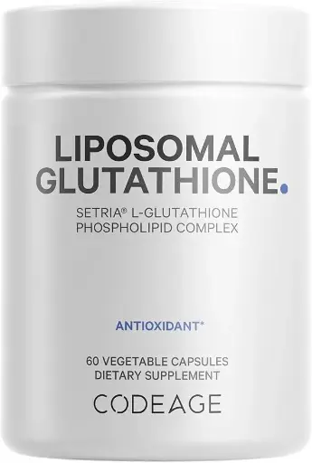 [967554120] Codeage Liposomal Glutathione Supplement - Pure Reduced Setria L-Glutathione, Liposomal Delivery, Phospholipid Complex - Encapsulated Glutathione Powder Pills - Vegan, Non-GMO - 60 Capsules 