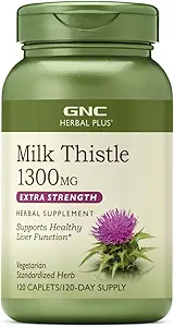 [4354363221] GNC Herbal Plus Milk Thistle 1300mg | Supports Healthy Liver Function | Vegetarian | 120 Count 