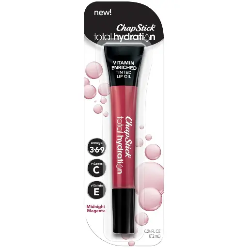 [333313] ChapStick Total Hydration Vitamin Enriched Midnight Magenta Tinted Lip Oil Tubes, Lip Care - 0.24 Oz Each, 1 Count 