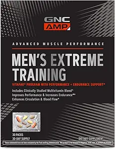 [5645654742] GNC AMP Men's Extreme Training Vitapak | Developed for Max Performance and Endurance | 5-Step Daily Supplement System | Targeted Muscle Support | 30 Count 