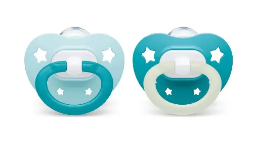 [333314] NUK | Orthodontic Pacifiers | 0-6 Months | Best Pacifier for Breastfed Babies | BPA Free | Glows in The Dark | 2-Pack (Signature Neutral) 