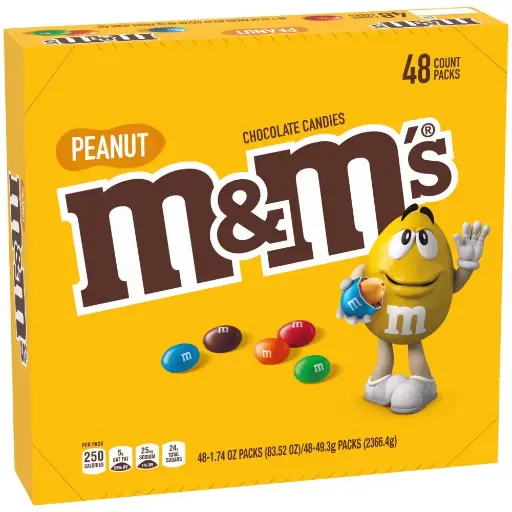[2525152] M&M'S Full Size Peanut Milk Chocolate Candy Bulk Pack, 1.74 oz, 48 ct Box 