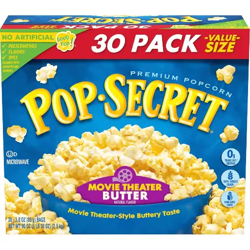 [2525165] Pop Secret Microwave Popcorn, Movie Theater Butter Flavor, 3 Oz Sharing Bags, 30 Ct 