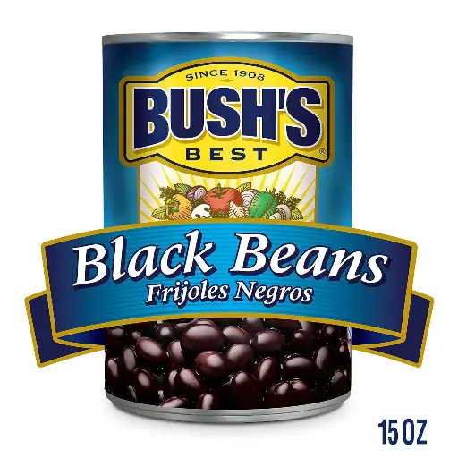 [2525169] BUSH'S BEST 15 oz Canned Black Beans, Source of Plant Based Protein and Fiber, Low Fat, Gluten Free, (Pack of 12) 