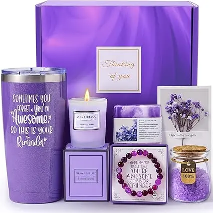 [123491] Gifts for Women Mom Best Friend, Unique Birthday Valentines Mothers Day Christmas Gifts for Women, Lavender Spa Gift Basket Set for Her, Self Care Get Well Retirement Appreciation Gifts 