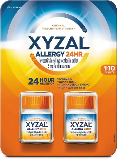 [2525175] Xyzal Allergy Pills, 24-Hour Allergy Relief, Original Prescription Strength,55 Count (Pack of 2) 