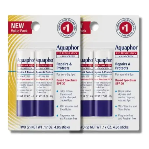 [56756885321] Aquaphor Lip Repair Stick with Sunscreen, Lip Protectant, Soothes Dry Chapped Lips, 0.17 Oz Stick, 2 Count (Pack of 2) 