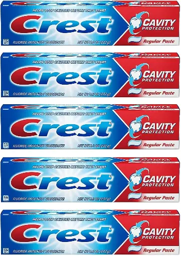 [2525185] Crest Fluoride Anticavity Toothpaste, Prevents Cavities Before They Start, Regular Paste, 8.2 Ounce (Pack of 5) 