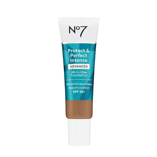 [5678903467] No7 Protect & Perfect Advanced All in One Foundation - Toffee - Age Defying Foundation Makeup with SPF 50 for Women - Makeup Base Cream Helps to Reduces Redness & Blurs Visible Pores (30ml) 