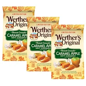 [3454590278] Werther's Original Harvest Caramel Apple Filled Soft Candy - Soft and Creamy, Individually Wrapped, Perfect for Sharing, Old World Recipe - 8.57 Oz Bag (Pack of 3) 