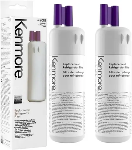 [909085] Kenmore Refrigerator Replacement 1, ,9930,9081 Water Filter, White, (2 PACKS) 
