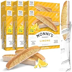[67707890925] Nonni's Limone Biscotti Italian Cookies - 6 Boxes Lemon Cookies - Biscotti Individually Wrapped Cookies - Lemon Italian Biscotti Cookies w/White Icing - All Natural Ingredients - Kosher - 6.88 oz 