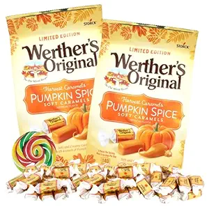 [45367879654] Limited Edition Werthers, 2024 Fall Pumpkin Spice Soft Caramel Candies, Swirl Sticker Included, 8.57 Ounces, (Pack of 2) 