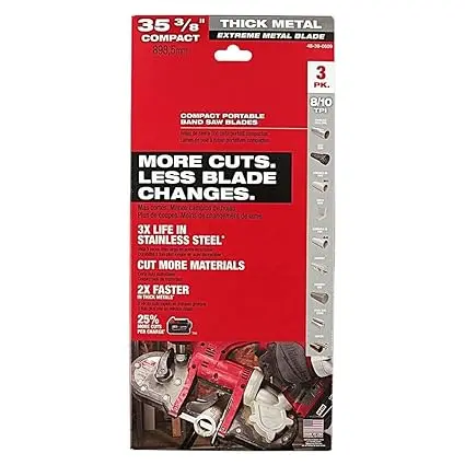 [1545121] for Milwaukee 48-39-0609 35-3/8" 8-10 TPI Extreme Thick Metal Bandsaw Blades 3PK 