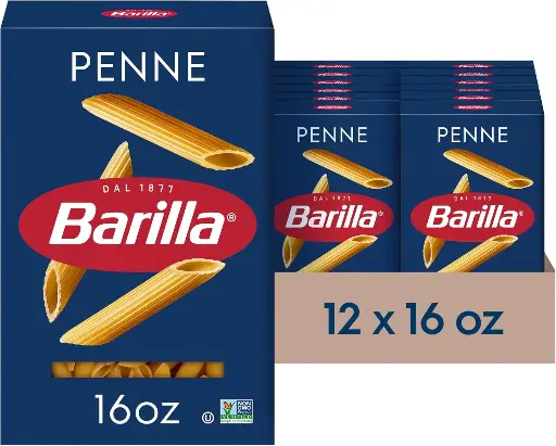 [2525194] Barilla Penne Pasta, 16 oz. Box (Pack of 12) - Non-GMO Pasta Made with Durum Wheat Semolina - Kosher Certified Pasta 