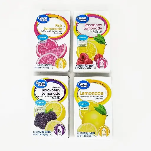 [3434556987] Great Value Low Calorie Sugar-Free Drink Mixes Variety Fruit Flavor (Lemonade Variety, 4-Pack) 