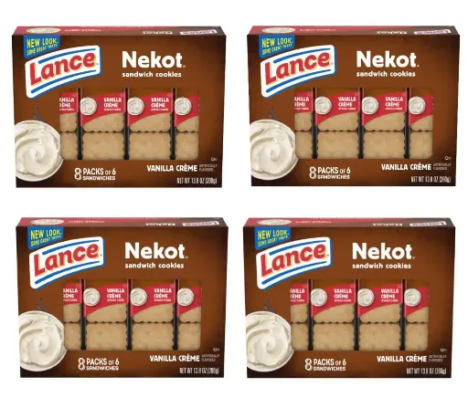 [6587699342] Lance Van-O Lunch Nekot Vanilla Creme Cookies 8 Count (Pack of 4) 