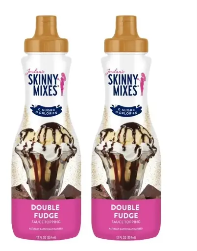 [5346678534] Jordan's Skinny Mixes Keto-Friendly, Sugar-Free, Gluten-Free, Zero Calories, Zero Carbs Double Fudge Sauce for Ice Cream, Lattes, Cakes, Milkshakes 12 oz | Pack of 2 