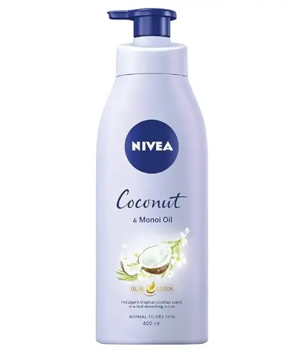 [3221312356] NIVEA Oil In Lotion Coconut & Monoi Oil (400ml), Replenishing Body Lotion with Tropical Coconut Scent & Powerful Monoi Oil, 48H Moisturising Cream, NIVEA Body Lotion 