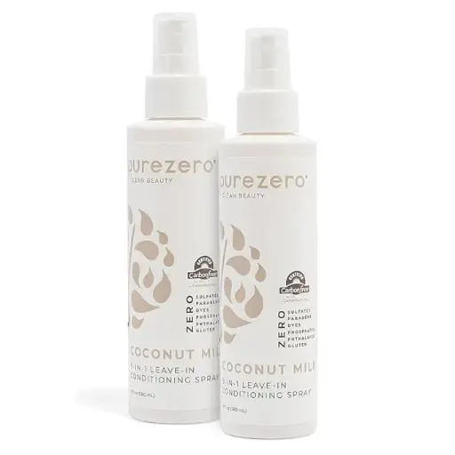 [4356980987] Purezero 9-in-1 Coconut Milk - Leave-In Conditioning Spray - Intense Hydration & Increase Shine, Fight Dandruff & Frizz, Zero Sulfates, Parabens, Dyes (6 oz (2 Pack)) 