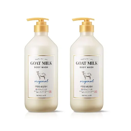 [9090113] AEKYUNG Premium Goat Milk Body Wash Original For Smooth Sensitive Skin, Non-Irritation Mostiurizing PH Balancing Body Cleanser With Herb Pure Complex, 27 Fl Oz, Pack Of 2 