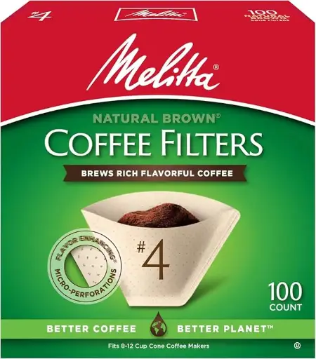 [5678769863] Melitta #4 Cone Coffee Filters, Unbleached Natural Brown, 100 Count (Pack of 6) 600 Total Filters Count - Packaging May Vary 