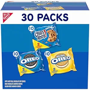 [7688231040] Nabisco Sweet Treats Cookie Variety Pack OREO, OREO Golden & CHIPS AHOY!, 30 Snack Packs (2 Cookies Per Pack) 