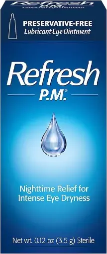 [76545333] Refresh P.M. Lubricant Eye Ointment, Nighttime Relief, Preservative-Free, 0.12 Oz Sterile, Packaging May Vary (Pack of 2) 