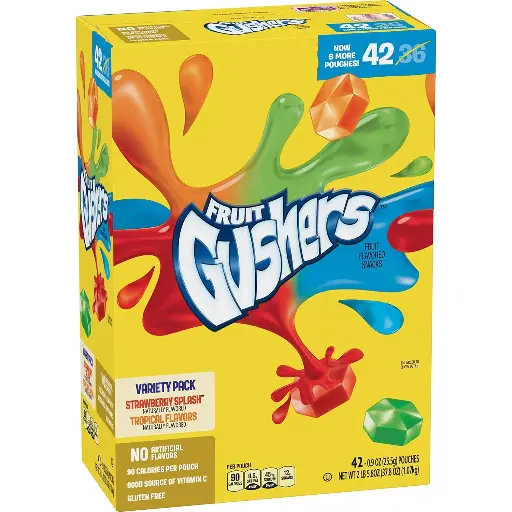 [2525195] Betty Crocker Fruit Gushers, Strawberry Splash and Tropical, 0.9 Ounce (Pack of 42) 