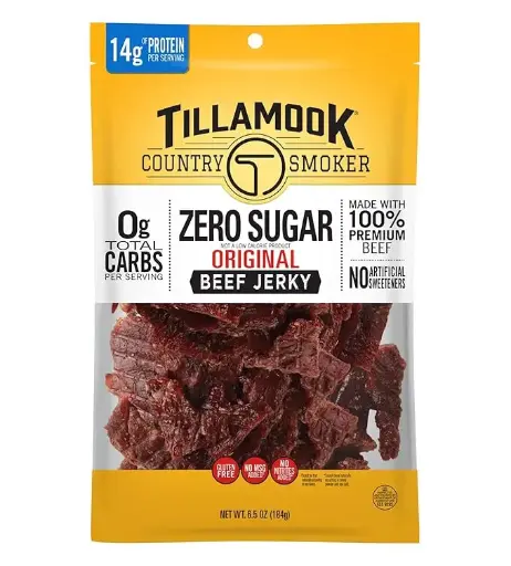 [34534556365] Tillamook Country Smoker Keto Friendly Zero Sugar Beef Jerky, Original, 6.5 Ounce 
