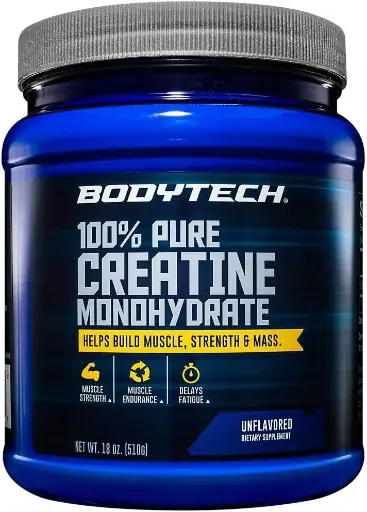 [9090121] BodyTech 100% Pure Creatine Monohydrate Powder - Premium Micronized Creatine for Enhanced Muscle Strength and Performance - Supports Muscles, Recovery, and Increased Exercise (18oz/102 Servings) 