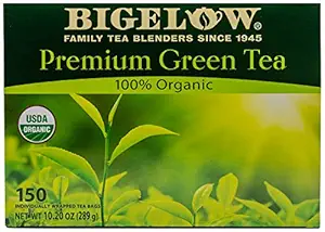 [2345489789] Bigelow Premium 100-Percent Organic Green Tea 150-Count Box, Individually Wrapped 