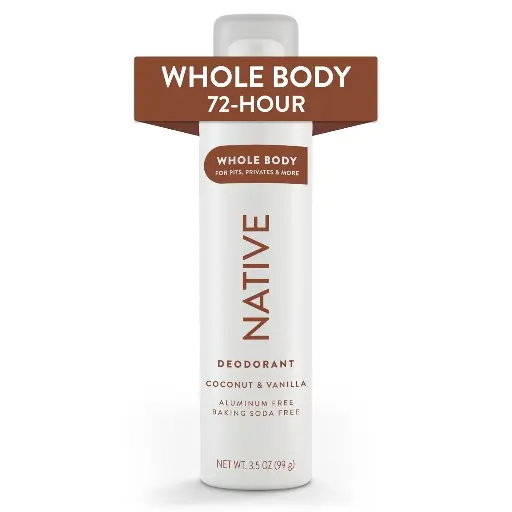 [9090122] Native Whole Body Deodorant Spray Contains Naturally Derived Ingredients, Deodorant for Women & Men | 72 Hour Odor Protection, Aluminum Free with Coconut Oil and Shea Butter | Coconut & Vanilla 