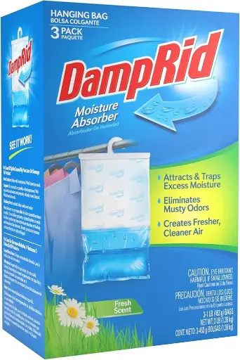 [454645732] DampRid Hanging Bag, Moisture Absorber, 1 box of 3 bag (16 oz. each bag.), Blue 