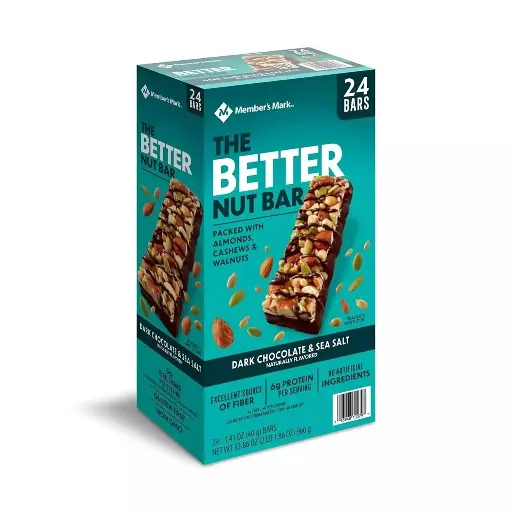 [2525221] Member's Mark The Better Nut Bar, Dark Chocolate & Sea Salt, 1.4 Oz (24 Count) 
