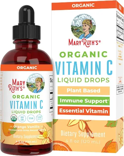 [9090128] Organic Vitamin C Supplement by MaryRuth's | Liquid Vitamin C Liquid Drops for Adults & Kids | Immune Support Supplement for Overall Health | Vegan | Non-GMO | Gluten Free | 4 Fl Oz 