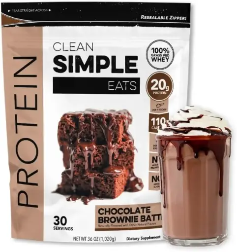 [9090130] Clean Simple Eats Chocolate Brownie Batter Whey Protein Powder, Natural Sweetened and Cold-Processed 20 Grams of Protein (30 Servings) 