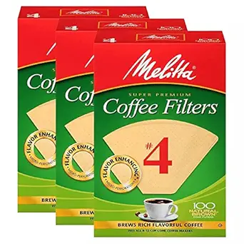 [45465675633] Melitta Cone Coffee Filters, Natural Brown #4, 300Count (Pack Of 3) 