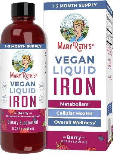 [9090132] MaryRuth Organics Iron Supplement for Women Men & Kids, Liquid Iron Supplement for Women Men & Kids, Iron for Healthy Blood & Oxygen, Ages 4 & Up, Sugar Free, Vegan, Non-GMO, Gluten Free, 15.22 Fl Oz 