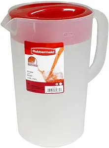 [4566776895] Rubbermaid Pitcher Classic 1 Gallon Clear Base, Red Lid 