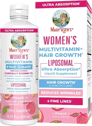 [9090133] Women's Multivitamin + Lustriva Hair Growth Liposomal | Biotin | Vitamin D| B Vitamins | Clinically Tested for Thicker Hair, Wrinkles, Fine Lines, Skin Care | Ages 18+ | Hair Vitamins | 15 Fl Oz 
